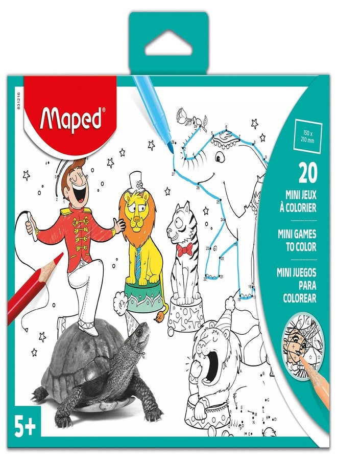 MAPED Mini Games to Color, Cardboard Sleeve, 20 Sheets, Multicolor (831216) - Image 1